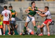 28 August 2021; David Moran of Kerry and Conn Kilpatrick of Tyrone tussle off the ball during the GAA Football All-Ireland Senior Championship semi-final match between Kerry and Tyrone at Croke Park in Dublin. Photo by Piaras Ó Mídheach/Sportsfile