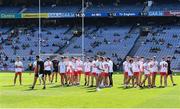28 August 2021; Tyrone players after their side's defeat in the Electric Ireland GAA Football All-Ireland Minor Championship Final match between Meath and Tyrone at Croke Park in Dublin. Photo by Piaras Ó Mídheach/Sportsfile