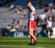 28 August 2021; Conor Ownes of Tyrone reacts after kicking a wide from a free-kick in injury-time during the Electric Ireland GAA Football All-Ireland Minor Championship Final match between Meath and Tyrone at Croke Park in Dublin. Photo by Piaras Ó Mídheach/Sportsfile