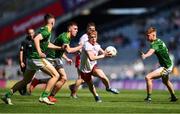 28 August 2021; Cormac Devlin of Tyrone in action against Meath players, from left, Liam Kelly, Paul Wilson and Killian Smyth during the Electric Ireland GAA Football All-Ireland Minor Championship Final match between Meath and Tyrone at Croke Park in Dublin. Photo by Piaras Ó Mídheach/Sportsfile