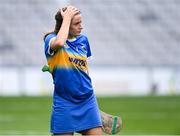 29 August 2021; Róisín Howard of Tipperary dejected after her side's defeat in the All-Ireland Senior Camogie Championship Semi-Final match between Tipperary and Galway at Croke Park in Dublin. Photo by Piaras Ó Mídheach/Sportsfile