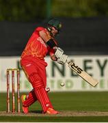 1 September 2021; Ryan Burl of Zimbabwe during match three of the Dafanews T20 series between Ireland and Zimbabwe at Bready Cricket Club in Magheramason, Tyrone. Photo by Harry Murphy/Sportsfile