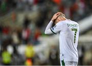 1 September 2021; Matt Doherty of Republic of Ireland reacts after his side concede a second goal, scored by Cristiano Ronaldo of Portugal, during the FIFA World Cup 2022 qualifying group A match between Portugal and Republic of Ireland at Estádio Algarve in Faro, Portugal. Photo by Seb Daly/Sportsfile