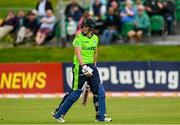 2 September 2021; Kevin O’Brien of Ireland walks after being caught out during match four of the Dafanews T20 series between Ireland and Zimbabwe at Bready Cricket Club in Magheramason, Tyrone. Photo by Harry Murphy/Sportsfile