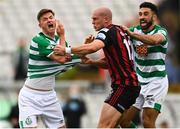 29 August 2021; Ronan Finn of Shamrock Rovers with Georgie Kelly of Bohemians during the extra.ie FAI Cup second round match between Bohemians and Shamrock Rovers at Dalymount Park in Dublin. Photo by Eóin Noonan/Sportsfile