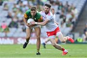 28 August 2021; Adrian Spillane of Kerry is tackled by Matthew Donnelly of Tyrone during the GAA Football All-Ireland Senior Championship semi-final match between Kerry and Tyrone at Croke Park in Dublin. Photo by Brendan Moran/Sportsfile