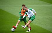 3 September 2021; Conor Hourihane in action against Jayson Molumby during a Republic of Ireland training session at the Aviva Stadium in Dublin. Photo by Stephen McCarthy/Sportsfile