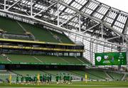 3 September 2021; A general view the Aviva Stadium as Republic of Ireland players warm up during a training session in Dublin. Photo by Stephen McCarthy/Sportsfile