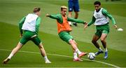 3 September 2021; Callum Robinson in action against Andrew Omobamidele, right, and Ronan Curtis during a Republic of Ireland training session at the Aviva Stadium in Dublin. Photo by Stephen McCarthy/Sportsfile