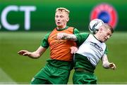 3 September 2021; James McClean, right, and Liam Scales during a Republic of Ireland training session at the Aviva Stadium in Dublin. Photo by Stephen McCarthy/Sportsfile