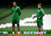3 September 2021; Aaron Connolly, right, and Adam Idah during a Republic of Ireland training session at the Aviva Stadium in Dublin. Photo by Stephen McCarthy/Sportsfile