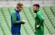 3 September 2021; Manager Stephen Kenny and Ryan Manning during a Republic of Ireland training session at the Aviva Stadium in Dublin. Photo by Stephen McCarthy/Sportsfile