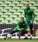 3 September 2021; Goalkeepers Gavin Bazunu and James Talbot during a Republic of Ireland training session at the Aviva Stadium in Dublin. Photo by Stephen McCarthy/Sportsfile