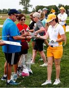 3 September 2021; Leona Maguire of Ireland signs autographs during a practice round ahead of the 2021 Solheim Cup at the Inverness Club in Toledo, Ohio, USA. Photo by Brian Spurlock/Sportsfile