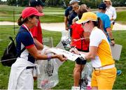 3 September 2021; Leona Maguire of Ireland signs autographs during a practice round ahead of the 2021 Solheim Cup at the Inverness Club in Toledo, Ohio, USA. Photo by Brian Spurlock/Sportsfile