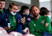 3 September 2021; Republic of Ireland U17 head coach Colin O'Brien, left, with coach David Myler during the SSE Airtricity League First Division match between Cork City and Athlone Town at Turners Cross in Cork. Photo by Michael P Ryan/Sportsfile