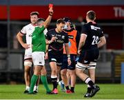 3 September 2021; Ivan van Zyl of Saracens is shown a red card by referee Frank Murphy during the Pre-Season Friendly match between Ulster and Saracens at Kingspan Stadium in Belfast. Photo by Brendan Moran/Sportsfile