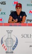3 September 2021; Lexi Thompson of USA speaks to the media in a press conference during a practice round ahead of the 2021 Solheim Cup at the Inverness Club in Toledo, Ohio, USA. Photo by Brian Spurlock/Sportsfile