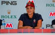 3 September 2021; Lexi Thompson of USA speaks to the media in a press conference during a practice round ahead of the 2021 Solheim Cup at the Inverness Club in Toledo, Ohio, USA. Photo by Brian Spurlock/Sportsfile