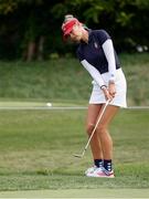 3 September 2021; Jessica Korda of USA hits a chip onto the 8th green during a practice round ahead of the 2021 Solheim Cup at the Inverness Club in Toledo, Ohio, USA. Photo by Brian Spurlock/Sportsfile