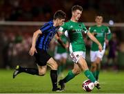 3 September 2021; Cian Bargary of Cork City in action against David Brookes of Athlone Town during the SSE Airtricity League First Division match between Cork City and Athlone Town at Turners Cross in Cork. Photo by Michael P Ryan/Sportsfile
