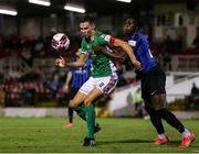 3 September 2021; Cian Coleman of Cork City in action against Tunmise Sobowale of Athlone Town during the SSE Airtricity League First Division match between Cork City and Athlone Town at Turners Cross in Cork. Photo by Michael P Ryan/Sportsfile