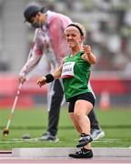 4 September 2021; Mary Fitzgerald of Ireland reacts to a throw whilst competing in the F40 Women's Shot Put final at the Olympic Stadium on day eleven during the Tokyo 2020 Paralympic Games in Tokyo, Japan. Photo by Sam Barnes/Sportsfile