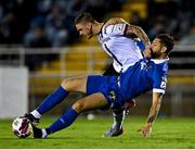 3 September 2021; Anthony Wordsworth of Waterford is tackled by Sean Murray of Dundalk during the SSE Airtricity League Premier Division match between Waterford and Dundalk at the RSC in Waterford. Photo by Piaras Ó Mídheach/Sportsfile