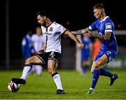 3 September 2021; Patrick Hoban of Dundalk in action against Kyle Ferguson of Waterford during the SSE Airtricity League Premier Division match between Waterford and Dundalk at the RSC in Waterford. Photo by Piaras Ó Mídheach/Sportsfile