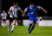 3 September 2021; Eddie Nolan of Waterford in action against Daniel Kelly of Dundalk during the SSE Airtricity League Premier Division match between Waterford and Dundalk at the RSC in Waterford. Photo by Piaras Ó Mídheach/Sportsfile