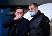 3 September 2021; Waterford manager Marc Bircham, left, with Dundalk sporting director Jim Magilton before the SSE Airtricity League Premier Division match between Waterford and Dundalk at the RSC in Waterford. Photo by Piaras Ó Mídheach/Sportsfile