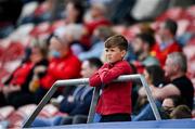 4 September 2021; A young Munster supporter looks on during a challenge match between Munster XV Red and Munster XV Grey at Thomond Park in Limerick. Photo by Brendan Moran/Sportsfile