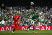 4 September 2021; Matt Doherty of Republic of Ireland has a header on goal during the FIFA World Cup 2022 qualifying group A match between Republic of Ireland and Azerbaijan at the Aviva Stadium in Dublin. Photo by Stephen McCarthy/Sportsfile