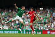 4 September 2021; Seamus Coleman of Republic of Ireland in action against Tural Bayramov of Azerbaijan during the FIFA World Cup 2022 qualifying group A match between Republic of Ireland and Azerbaijan at the Aviva Stadium in Dublin. Photo by Michael P Ryan/Sportsfile