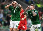 4 September 2021; Shane Duffy, left, and James McClean of Republic of Ireland react after failing to convert a chance on goal during the FIFA World Cup 2022 qualifying group A match between Republic of Ireland and Azerbaijan at the Aviva Stadium in Dublin. Photo by Seb Daly/Sportsfile