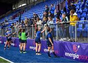 4 September 2021; Leinster players speak to supporters after the IRFU Women's Interprovincial Championship Round 2 match between Leinster and Ulster at Energia Park in Dublin. Photo by Harry Murphy/Sportsfile