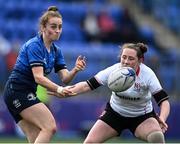 4 September 2021; Molly Scuffil-McCabe of Leinster in action against Kelly McCormill of Ulster during the IRFU Women's Interprovincial Championship Round 2 match between Leinster and Ulster at Energia Park in Dublin. Photo by Piaras Ó Mídheach/Sportsfile