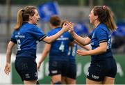 4 September 2021; Emma Murphy, left and Rachel Horan of Leinster embrace during the IRFU Women's Interprovincial Championship Round 2 match between Leinster and Ulster at Energia Park in Dublin. Photo by Harry Murphy/Sportsfile