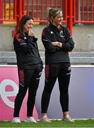 4 September 2021; Munster performance psychologist Caroline Currid, left, and lead academy athletic development coach Danielle Cunningham before a challenge match between Munster XV Red and Munster XV Grey at Thomond Park in Limerick. Photo by Brendan Moran/Sportsfile