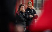 4 September 2021; Munster performance psychologist Caroline Currid, left, and lead academy athletic development coach Danielle Cunningham before a challenge match between Munster XV Red and Munster XV Grey at Thomond Park in Limerick. Photo by Brendan Moran/Sportsfile