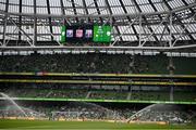 4 September 2021; A tribute to the late Tommy Connolly, Willie Curran, Willie O'Callaghan on the big screen during the FIFA World Cup 2022 qualifying group A match between Republic of Ireland and Azerbaijan at the Aviva Stadium in Dublin. Photo by Stephen McCarthy/Sportsfile