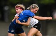 5 September 2021; Alanna Fitzpatrick of Leinster is tackled by Jana McQuillan of Ulster during the IRFU U18 Women's Interprovincial Championship Round 2 match between Leinster and Ulster at Templeville Road in Dublin. Photo by Ramsey Cardy/Sportsfile