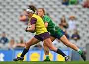 5 September 2021; Kellie Kearney of Wexford in action against Sarah Dillon of Westmeath during the TG4 All-Ireland Ladies Intermediate Football Championship Final match between Westmeath and Wexford at Croke Park in Dublin. Photo by Eóin Noonan/Sportsfile