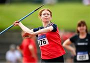 5 September 2021; Mairi Donald of Fingallians AC competing in the F40 javelin during the Irish Life Health National Masters Track and Field Championships at Morton Stadium in Santry, Dublin. Photo by Seb Daly/Sportsfile