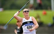 5 September 2021; Fiona Smith Keegan of Donore Harriers competing in the F45 javelin during the Irish Life Health National Masters Track and Field Championships at Morton Stadium in Santry, Dublin. Photo by Seb Daly/Sportsfile