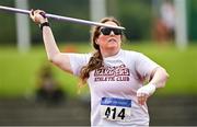 5 September 2021; Eithne Ní Mhurchadha of Civil Service AC competing in the F45 javelin during the Irish Life Health National Masters Track and Field Championships at Morton Stadium in Santry, Dublin. Photo by Seb Daly/Sportsfile