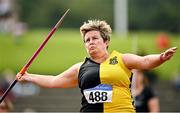 5 September 2021; Karen Nugent of Kilkenny City Harriers AC competing in the F50 javelin during the Irish Life Health National Masters Track and Field Championships at Morton Stadium in Santry, Dublin. Photo by Seb Daly/Sportsfile