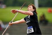 5 September 2021; Shirley Fennelly of Tramore AC competing in the F50 javelin during the Irish Life Health National Masters Track and Field Championships at Morton Stadium in Santry, Dublin. Photo by Seb Daly/Sportsfile