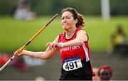 5 September 2021; Danea Herron of City of Derry Spartans AC competing in the F60 javelin during the Irish Life Health National Masters Track and Field Championships at Morton Stadium in Santry, Dublin. Photo by Seb Daly/Sportsfile