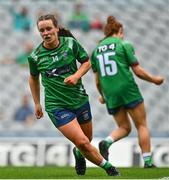 5 September 2021; Lucy McCartan of Westmeath after scoring her side's second goal during the TG4 All-Ireland Ladies Intermediate Football Championship Final match between Westmeath and Wexford at Croke Park in Dublin. Photo by Eóin Noonan/Sportsfile